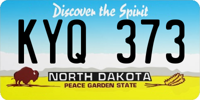 ND license plate KYQ373