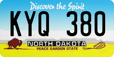 ND license plate KYQ380