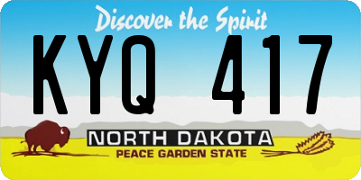 ND license plate KYQ417