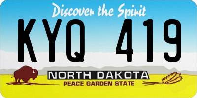 ND license plate KYQ419