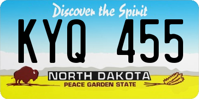 ND license plate KYQ455