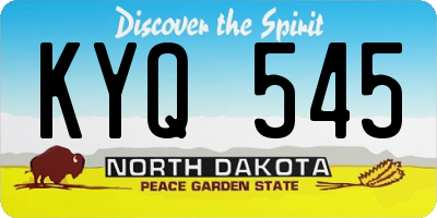 ND license plate KYQ545