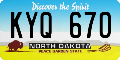 ND license plate KYQ670
