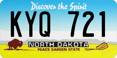 ND license plate KYQ721