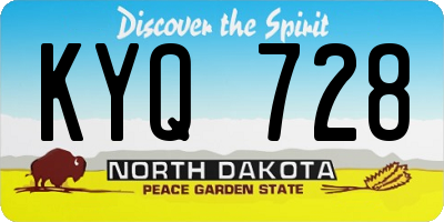 ND license plate KYQ728