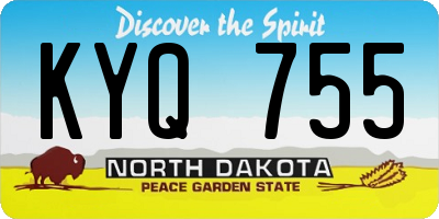 ND license plate KYQ755