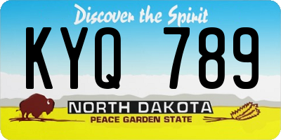 ND license plate KYQ789