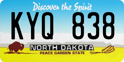 ND license plate KYQ838