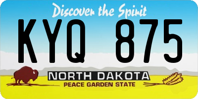 ND license plate KYQ875