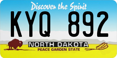 ND license plate KYQ892