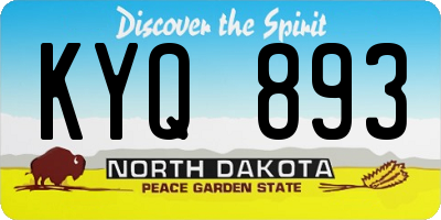 ND license plate KYQ893