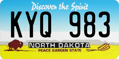 ND license plate KYQ983