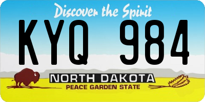 ND license plate KYQ984