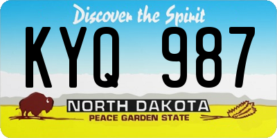 ND license plate KYQ987