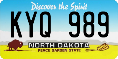 ND license plate KYQ989