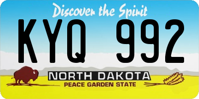 ND license plate KYQ992