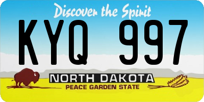 ND license plate KYQ997