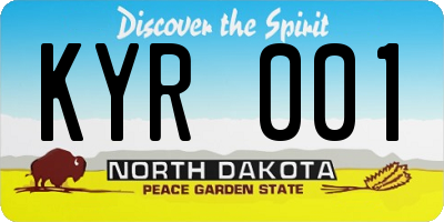 ND license plate KYR001