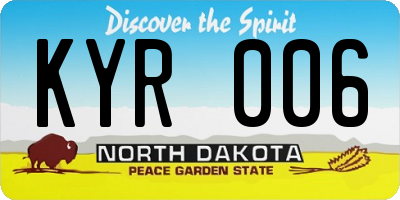 ND license plate KYR006