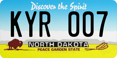 ND license plate KYR007