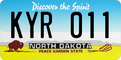 ND license plate KYR011