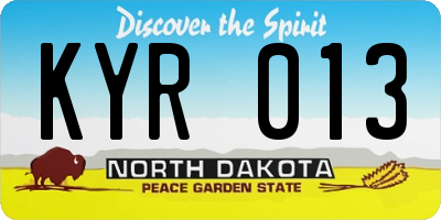 ND license plate KYR013