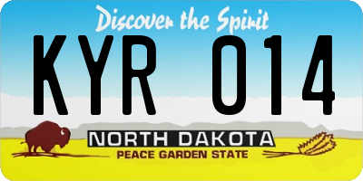 ND license plate KYR014