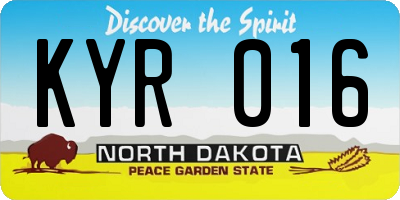 ND license plate KYR016