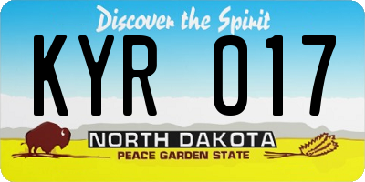 ND license plate KYR017