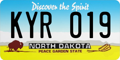 ND license plate KYR019