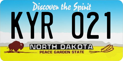 ND license plate KYR021