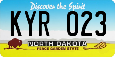 ND license plate KYR023