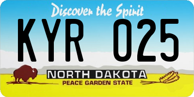 ND license plate KYR025
