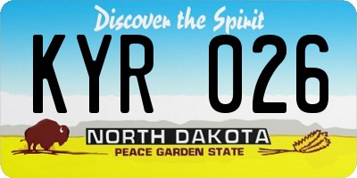 ND license plate KYR026