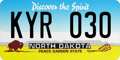 ND license plate KYR030