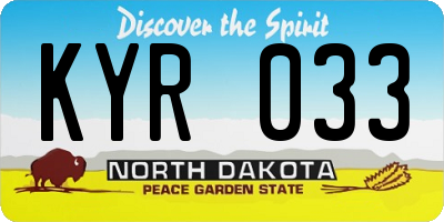 ND license plate KYR033
