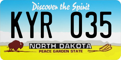 ND license plate KYR035