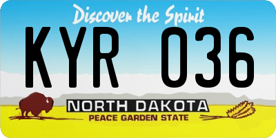 ND license plate KYR036