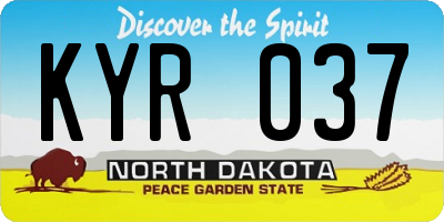 ND license plate KYR037