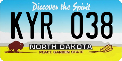 ND license plate KYR038