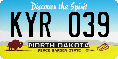 ND license plate KYR039