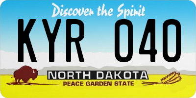 ND license plate KYR040