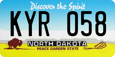 ND license plate KYR058
