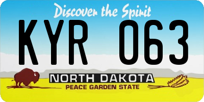 ND license plate KYR063