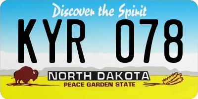 ND license plate KYR078