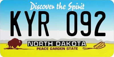 ND license plate KYR092