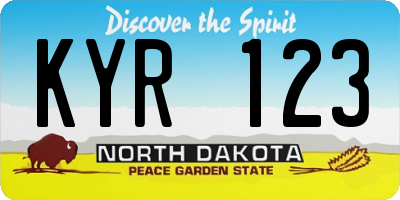 ND license plate KYR123