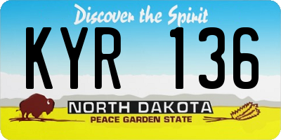 ND license plate KYR136