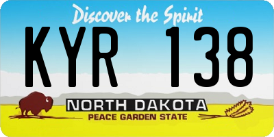 ND license plate KYR138