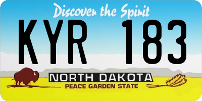 ND license plate KYR183